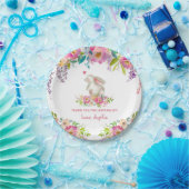 キュートソームバニーピンクフローラガール誕生日 ペーパープレート (パーティー)