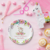 キュートソームバニーピンクフローラガール誕生日 ペーパープレート (パーティー)