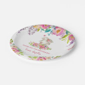 キュートソームバニーピンクフローラガール誕生日 ペーパープレート (アングル)