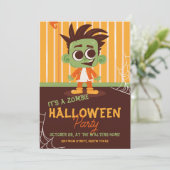 キュートゾンビハロウィンパーティースプーキーキッズパーティー 招待状 (スタンド正面)