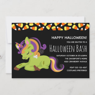 キュートゾンビユニコーンハローウィンパーティ 招待状