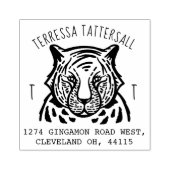 キュートタイガーアニマルモノグラム&ネーム差出人住所 ラバースタンプ (インプリント)