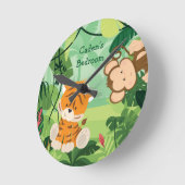 キュートタイガーカスタムサファリ動物キッズルーム ラウンド壁時計 (傾斜)