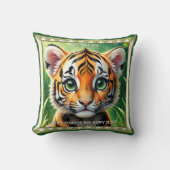 キュートタイガーカッブ猫好きアニマルアート クッション (正面)