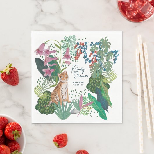 キュートタイガーサファリジャングル新生児シャワー スタンダードランチョンナプキン (インサイチュ)