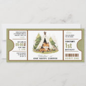 キュートタイガーワンハッピーキャンパー1st誕生日チケット 招待状 (正面)