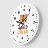 キュートタイガー反抗的な子ども ラージ壁時計 (傾斜)