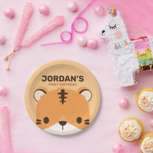 キュートタイガー誕生日 ペーパープレート (パーティー)