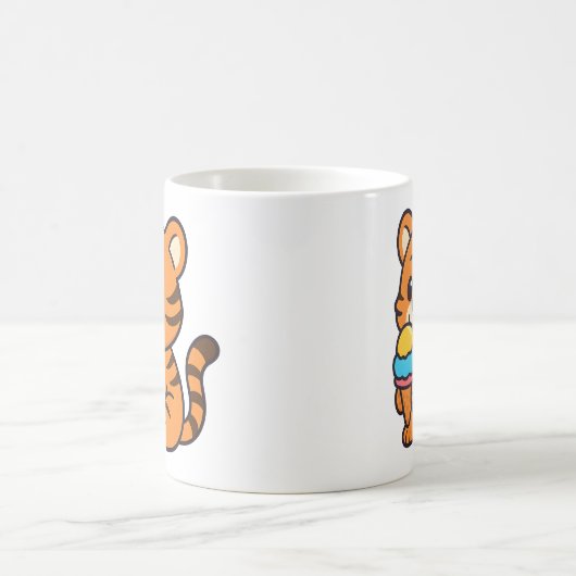 キュートタイガー食べズアイスクリームマグカートラブル飲み物用品 コーヒーマグカップ (中央)