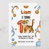 キュートタイガー1st誕生日パーティの招待状 招待状 (正面/裏面)