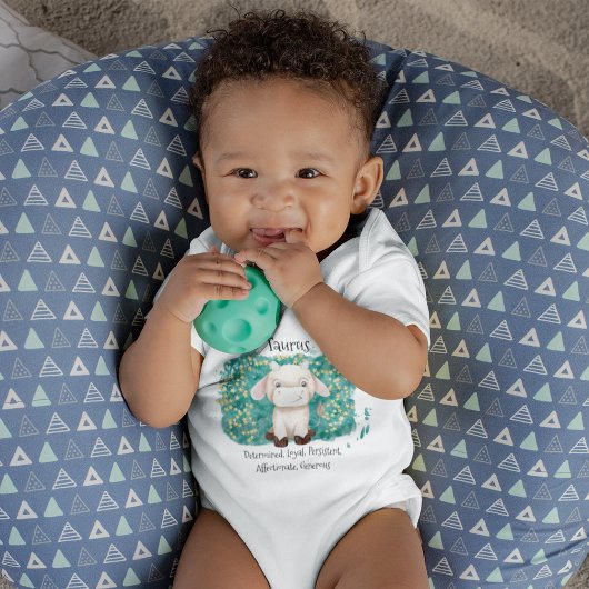 キュートタウラスブルウォーター〔占星術の〕十二宮図 ベビーボディスーツ