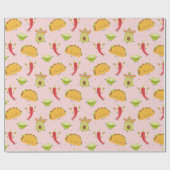 キュートタコズアボカドチリライムパーティーピンク ラッピングペーパー (フラット)