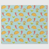 キュートタコズアボカドチリライムパーティーブルー ラッピングペーパー (フラット)
