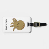 キュートタコ刺繍プリント名前をカスタムする ラゲッジタグ (正面横)