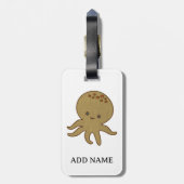 キュートタコ刺繍プリント名前をカスタムする ラゲッジタグ (裏面縦)
