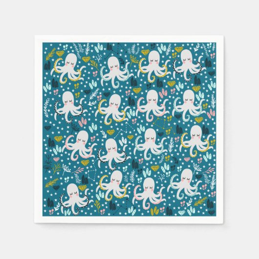 キュートタコ紙ナプキンス スタンダードカクテルナプキン (正面)