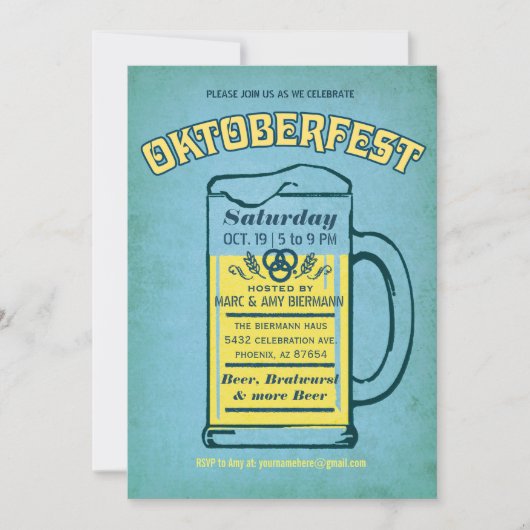キュートターコイズオクトーバーフェスト招待状 招待状 (正面)