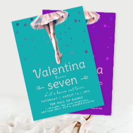 キュートターコイズバレリナダンストゥウィル誕生日 招待状