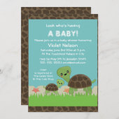 キュートタートルズベビーシャワー招待状 招待状 (正面/裏面)