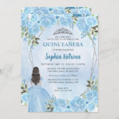 キュートダスティブルーシルバーフローラプリンセスキンセアニラ 招待状 (正面/裏面)