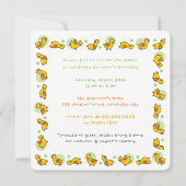 キュートダックスボーイガールツインズジョイント誕生日招待状 招待状 (裏面)