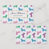 キュートダッシュンドパステルカラードッグウォーカー 名刺 (正面/裏面)