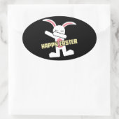 キュートダビングバニーハッピーイースター 楕円形シール (バッグ)