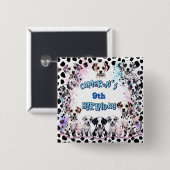 キュートダルマチアンパピーズ誕生日ウォーター色パーティー 缶バッジ (正面&裏面)