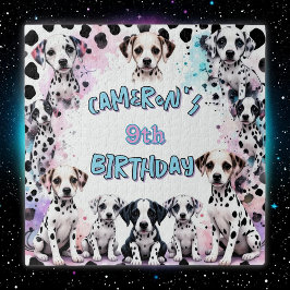 キュートダルマチアンパピー誕生日ウォーターカラーパズル ジグソーパズル