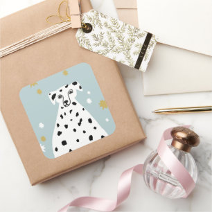 キュートダルマティアンドッグ抽象芸術イラストレーションアート スクエアシール