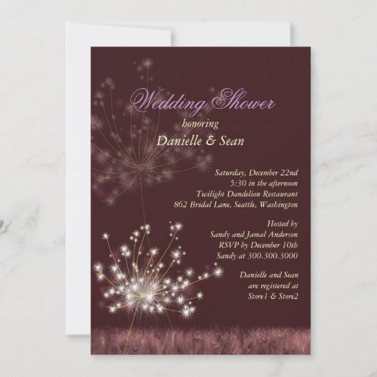 キュートダンデオンズブルゴーニュブライダルシャワー 招待状 (正面)