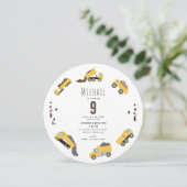 キュートダンプトラック建築シクル誕生日 招待状 (スタンド正面)