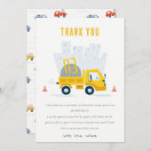 キュートダンプトラック建築車誕生日 サンキューカード (正面/裏面)