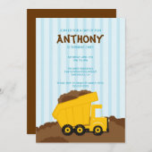 キュートダンプトラック誕生日パーティー招待状 招待状 (正面/裏面)