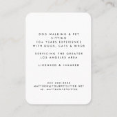 キュートダークグリーンハートポーペットシッタードッグウォーカー 名刺 (裏面)