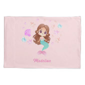 キュートダークヘアマーメイド名前をカスタムする 枕カバー (裏面)