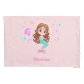 キュートダークヘアマーメイド名前をカスタムする 枕カバー (正面)