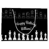 キュートチェスボードゲーム子供の誕生日パーティー ラージペーパーバッグ (裏面)