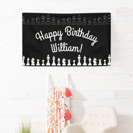 キュートチェスボードゲーム子供の誕生日パーティー 横断幕 (インサイチュ)