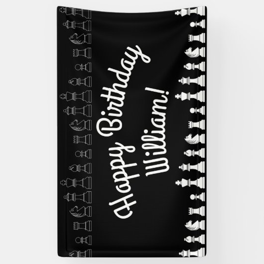 キュートチェスボードゲーム子供の誕生日パーティー 横断幕 (縦)