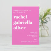 キュートチェッカーボードフラワーグリーンピンクバルミツワー 招待状 (スタンド正面)