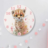 キュートチエーターキュブパステルウォーターカラー春の花 ラウンド壁時計