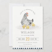 キュートチキンファーム水彩子供の誕生日招待状 サンキューカード (正面)