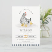 キュートチキンファーム水彩子供の誕生日招待状 サンキューカード (スタンド正面)