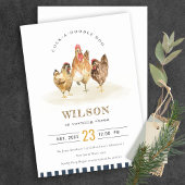 キュートチキンファーム水彩子供の誕生日招待状 サンキューカード