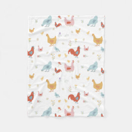 キュートチキンヘンとベビーチックス フリースブランケット