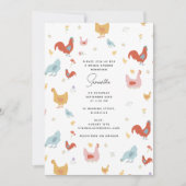 キュートチキンヘンズアンドベビーチックスブライダルシャワー 招待状 (正面)