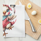キュートチキン料理ファンニーキッチン引用文 キッチンタオル (四つ折り)