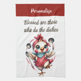 キュートチキン料理ファンニーキッチン引用文 キッチンタオル