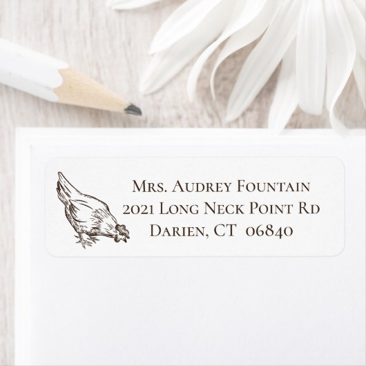 キュートチキン熱狂するレディーファームルースター農家 ラベル (インサイチュ)